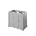 Jeffrey Alexander 36" Grey Addington Vanity, left offset, Black Granite Vanity Top, undermount rectangle bowl VKITADD36GRBGR